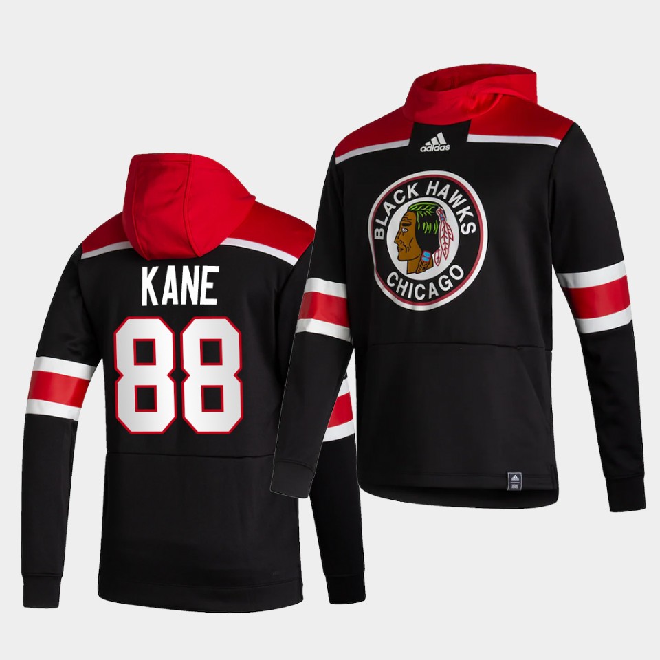 Men Chicago Blackhawks #88 Kane Black NHL 2021 Adidas Pullover Hoodie Jersey